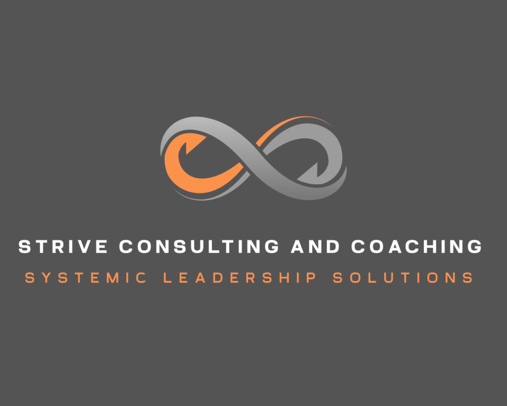 A logo of a consulting firm with an orange and gray infinity symbol.